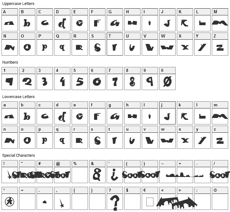 Font City Font Character Map