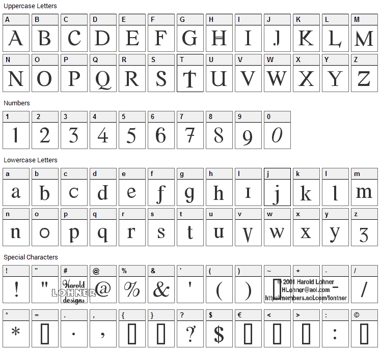 Font Error Font Character Map