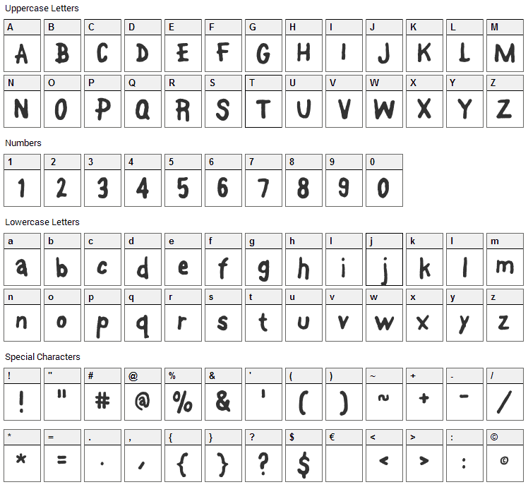 Font On A Stick Font Character Map