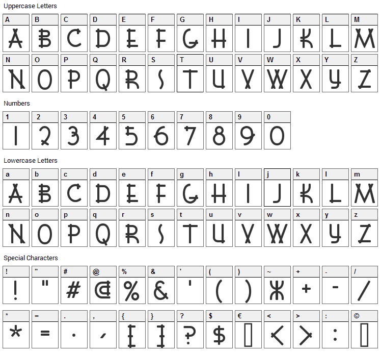 Font Shui Font Character Map