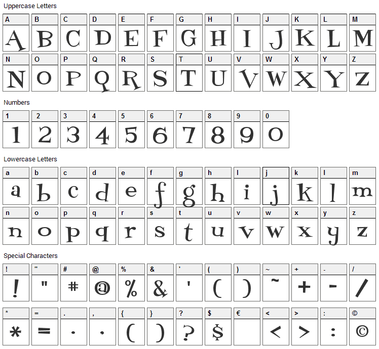 Fontdinerdotcom Loungy Font Character Map