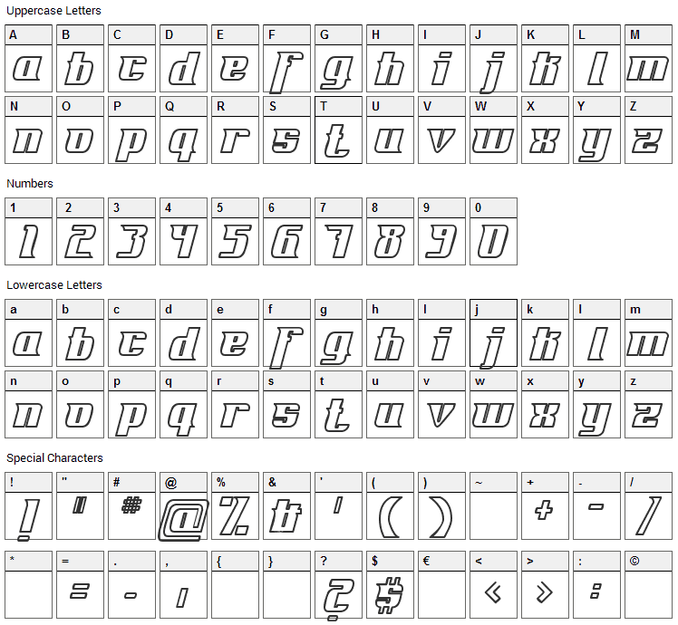 Fontovision Font Character Map