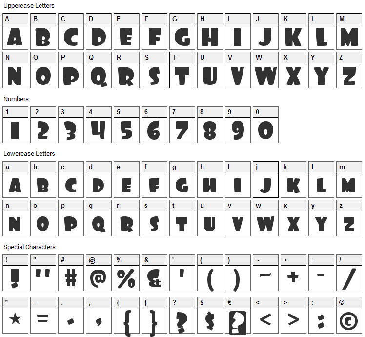 Foo Font Character Map