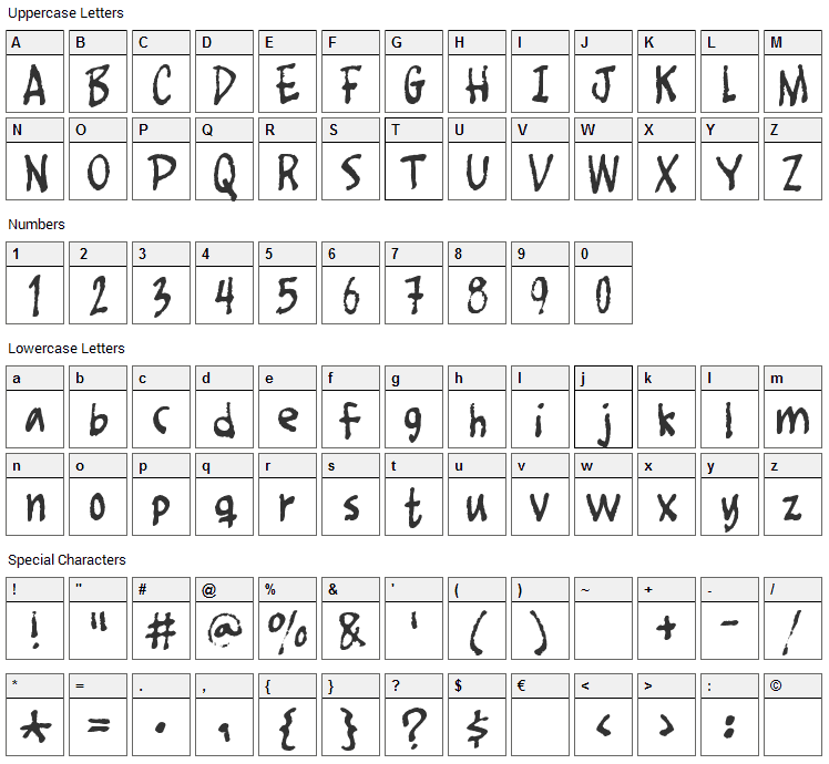 Foot Fight Font Character Map