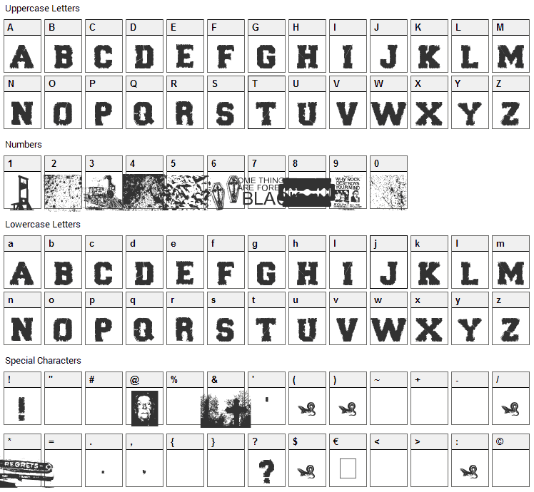 Forever Black Font Character Map