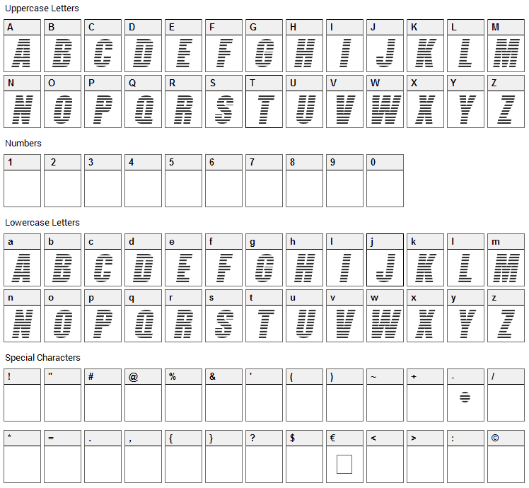 Former Airlines Font Character Map