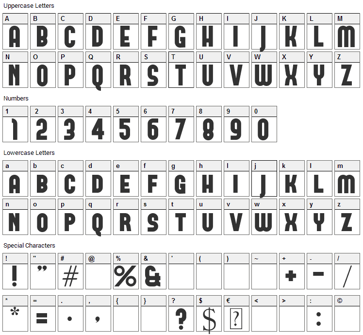 Forque Font Character Map