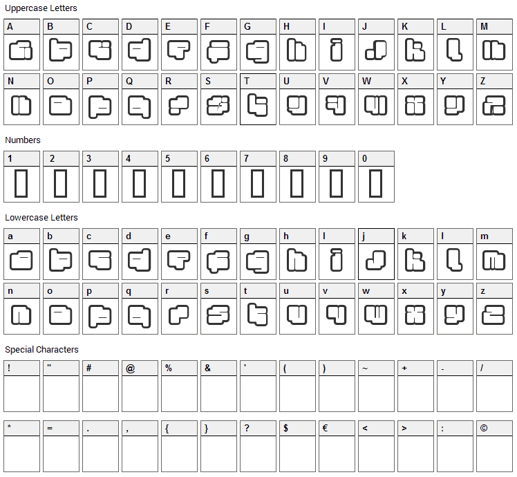 Foton Torpedo Font Character Map