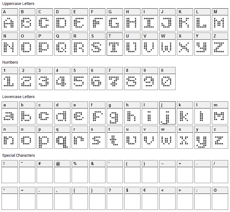 Found Receipt Font Character Map