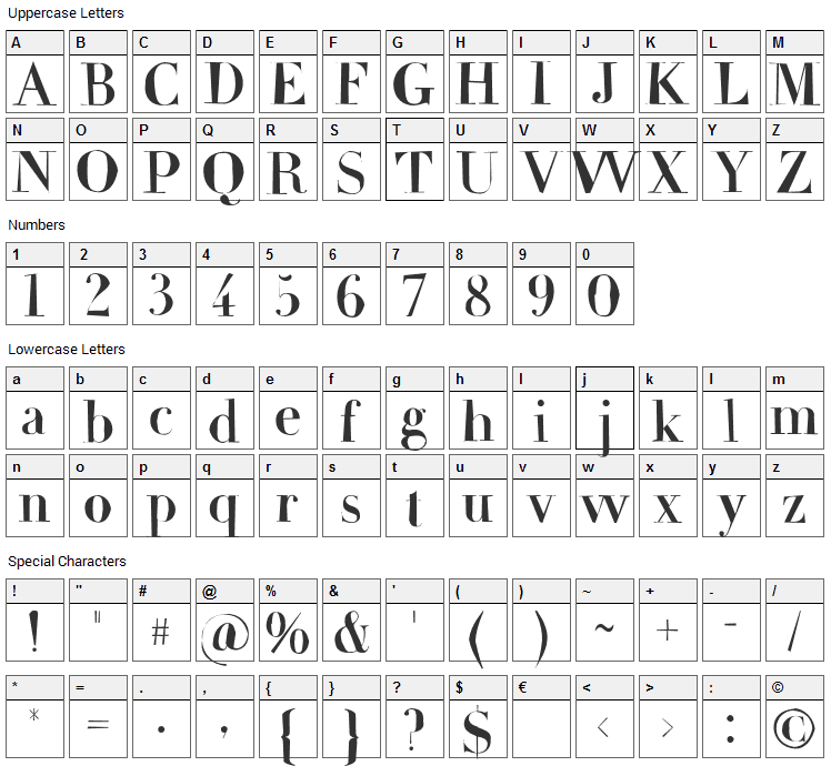 Frail Font Character Map