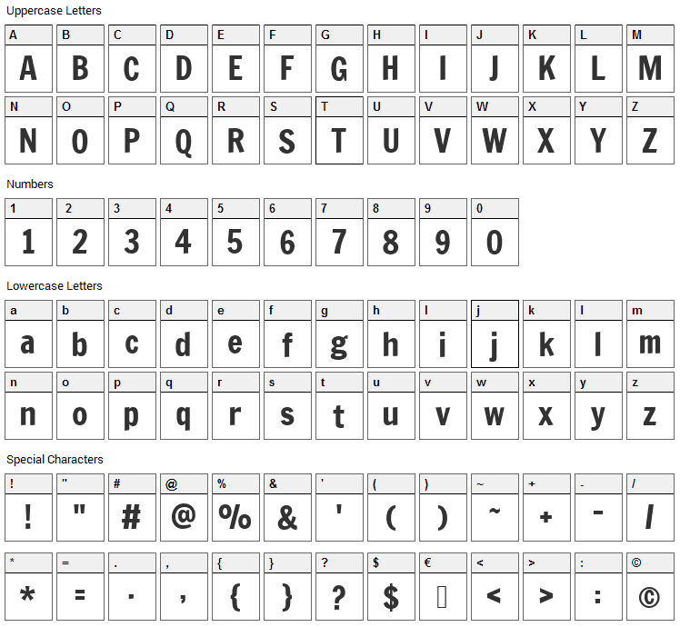 Francois One Font Character Map