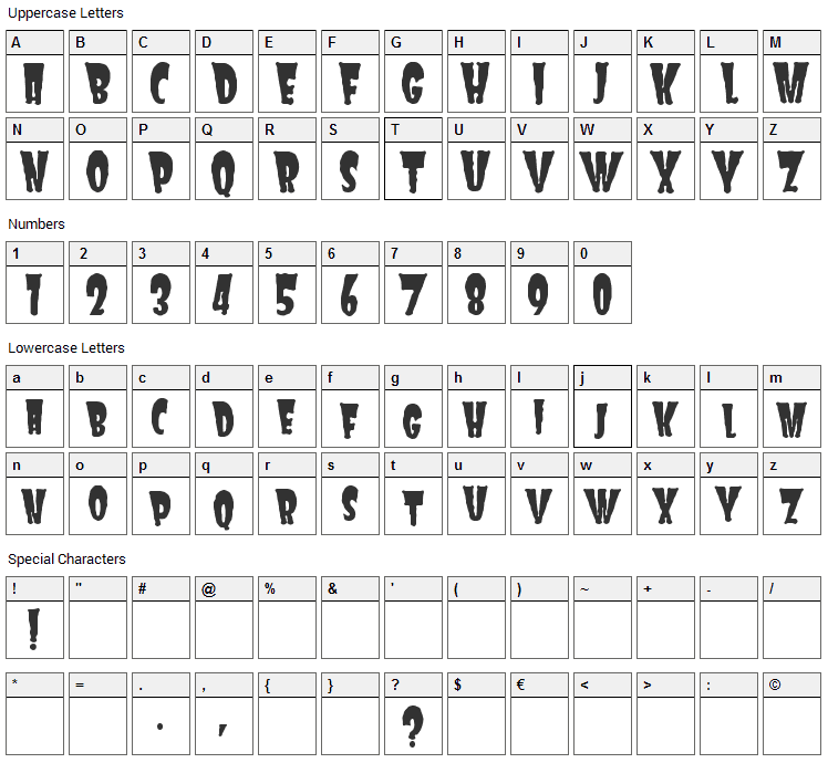 Frankie Font Character Map