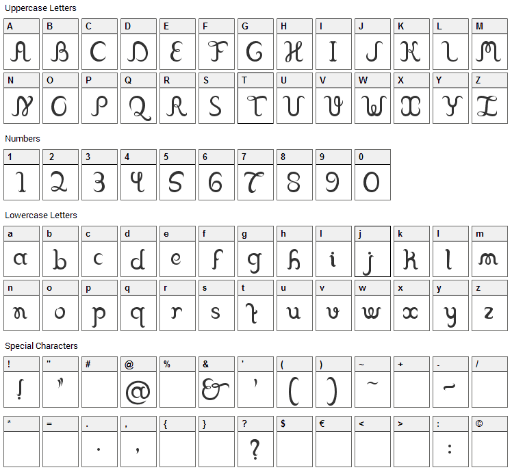 Franklin Cascaes Font Character Map