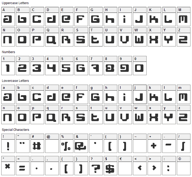 Freak Normal Font Character Map