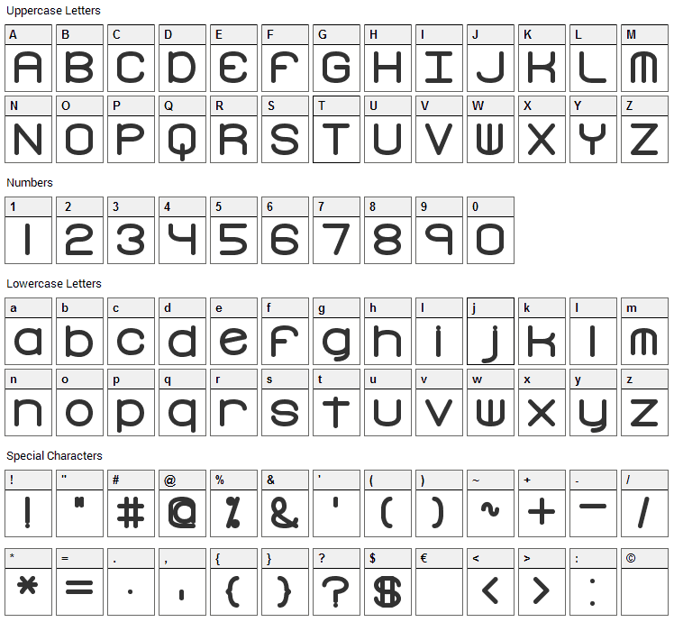 Freak Turbulence Font Character Map