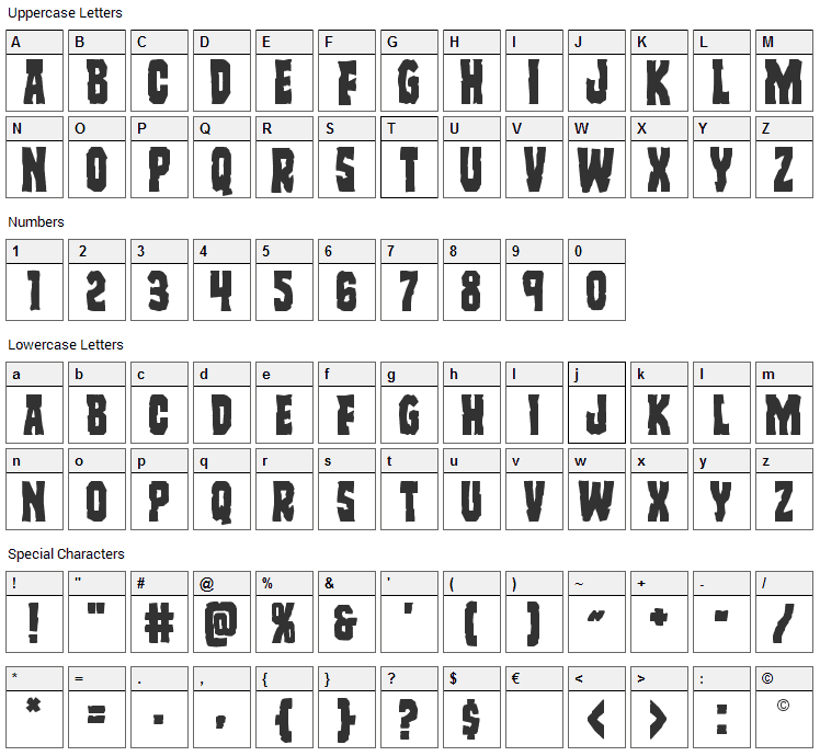 Freakfinder Font Character Map