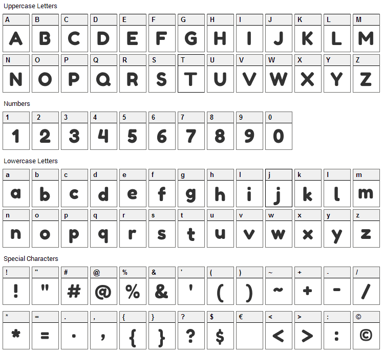 Fredoka One Font Character Map