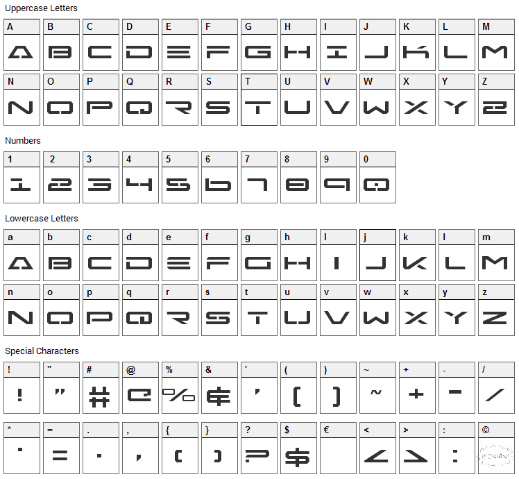 Free Agent Font Character Map