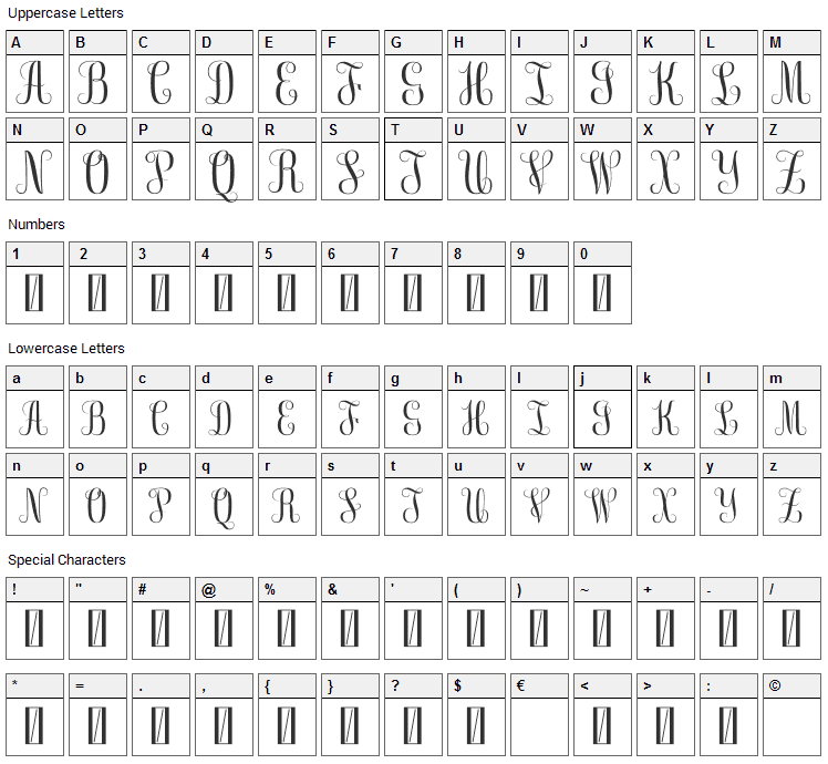 Free Monogram Font Character Map