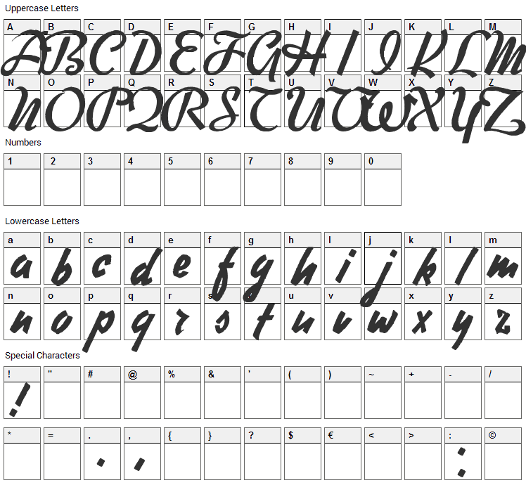 Free Writer Font Character Map