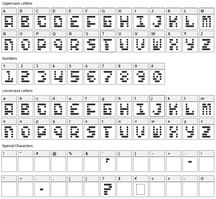 Freelance Kamchatka Font Character Map