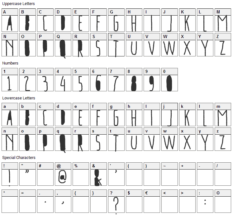 Freeport Go Away Font Character Map