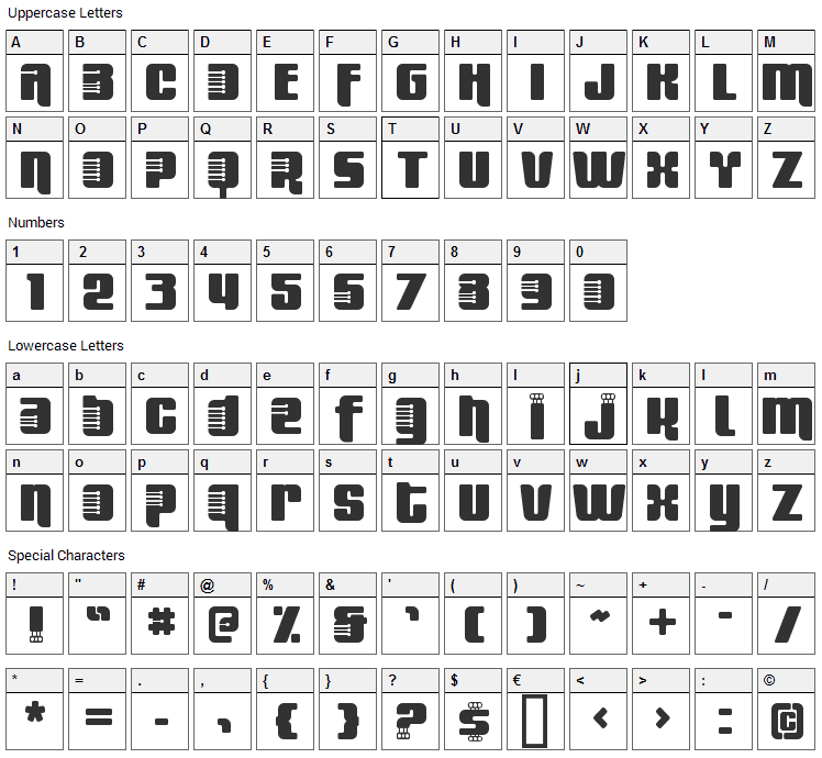 Fresh Bionik Font Character Map