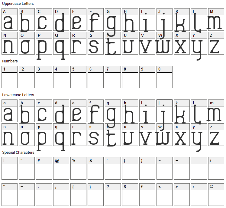 Frida01 Font Character Map