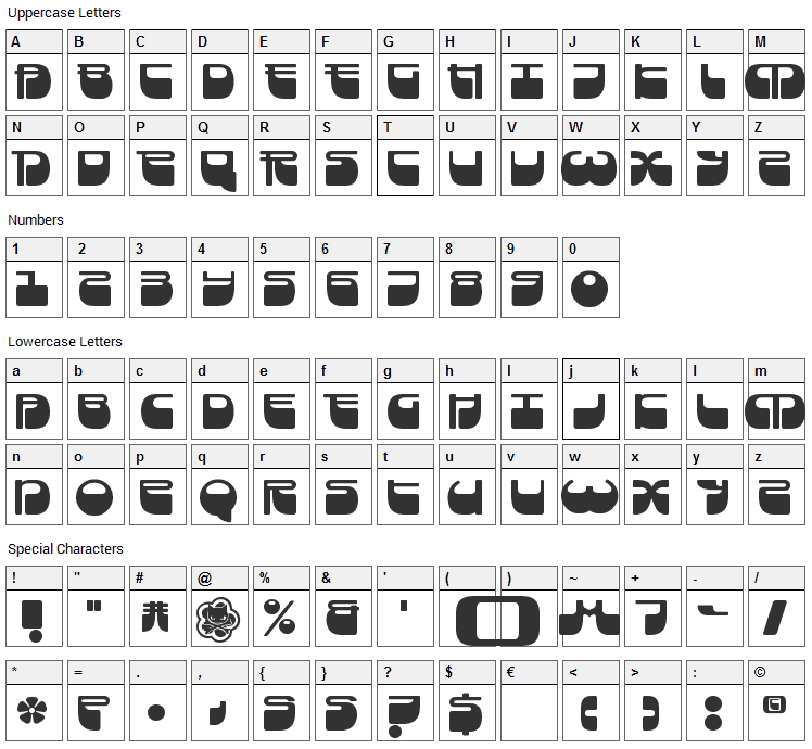 Frigate Font Character Map