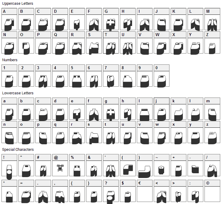 Frigate Katakana Font Character Map