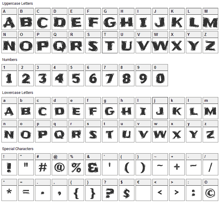 Frijole Font Character Map