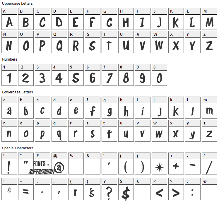 Frostys Winterland Font Character Map