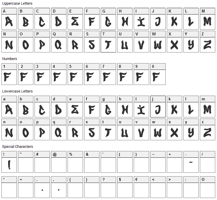 FRS Genuino Font Character Map