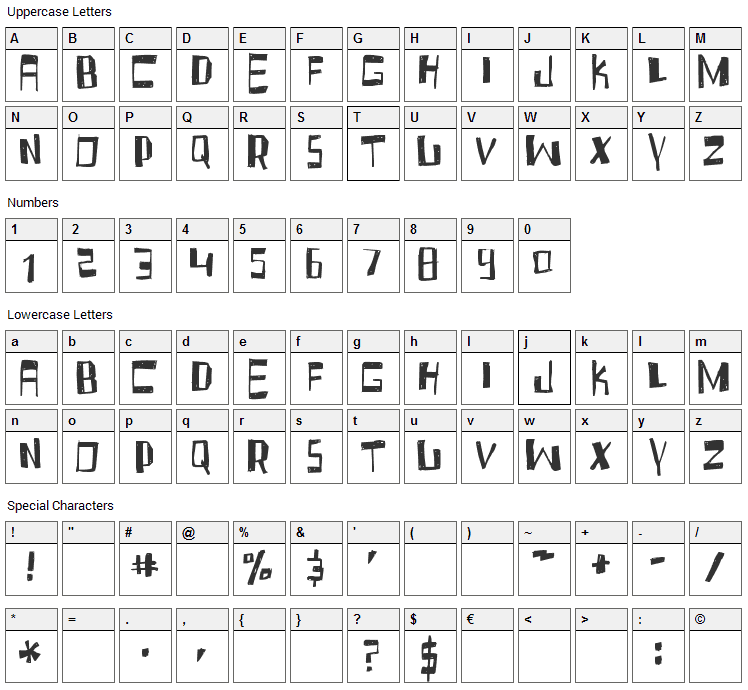 Fruity Drink Font Character Map