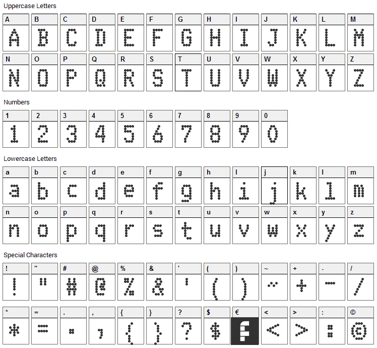 FS Blok Font Character Map