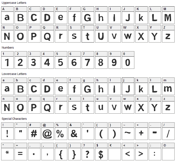 FSM Sans Font Character Map