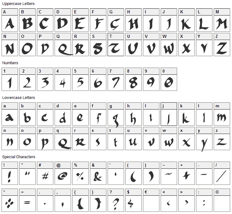 FSO Incompetent Apprentice Font Character Map