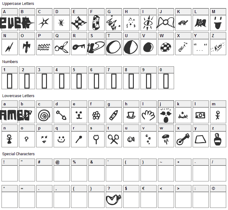 FSO Never Named Font Character Map