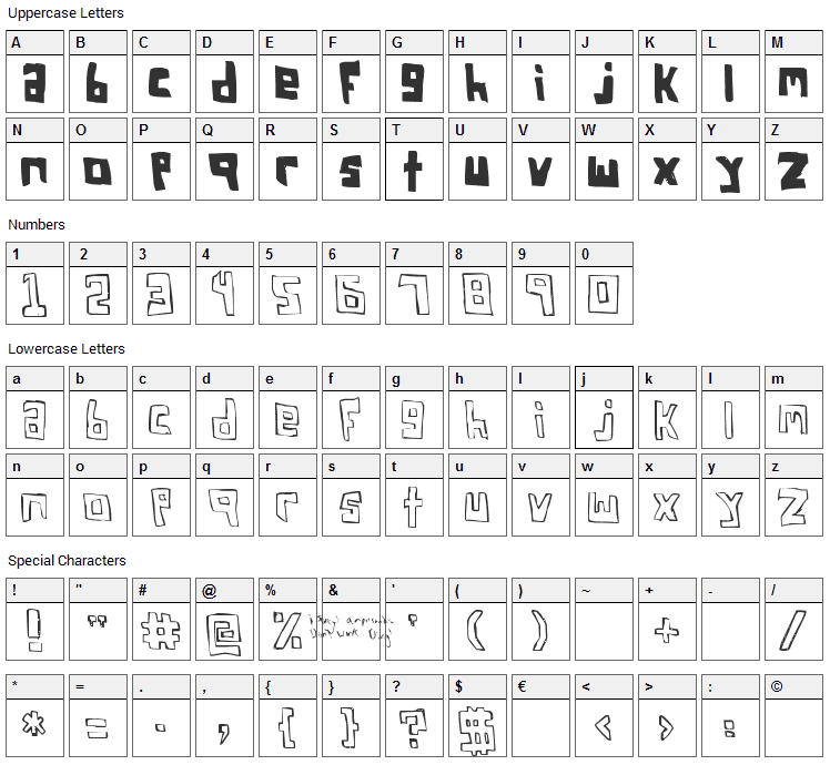 FSO Square Bracket Font Character Map