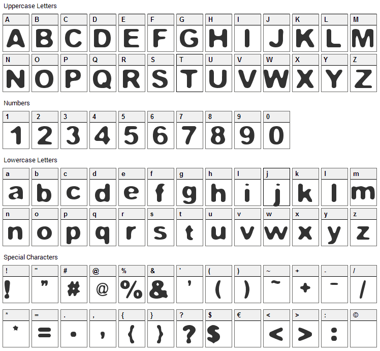 FStop Font Character Map