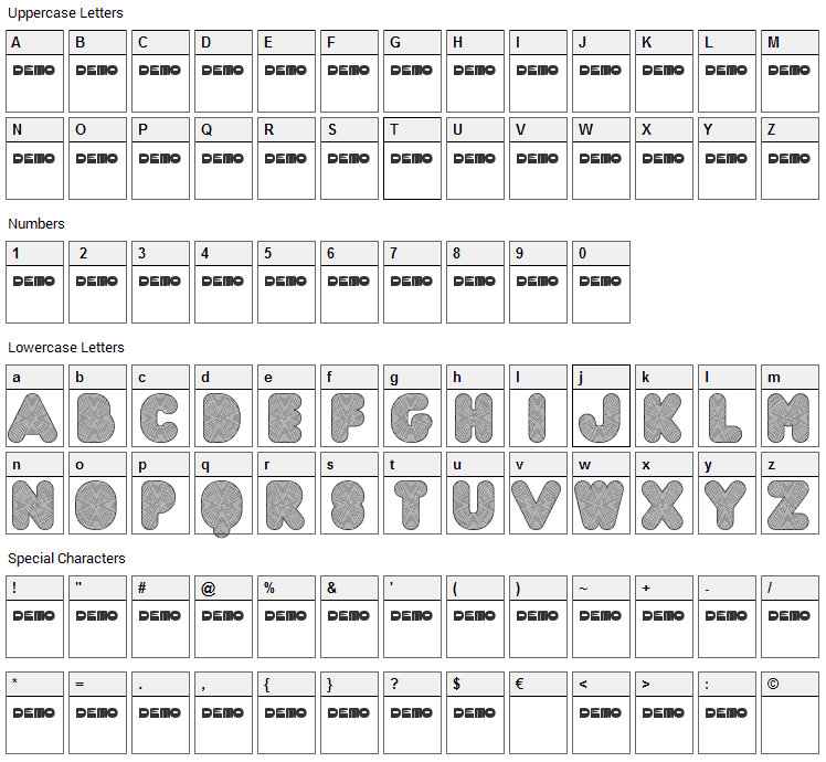 FT Acid Test Font Character Map