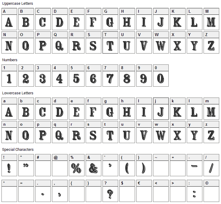 FT Rosecube Font Character Map