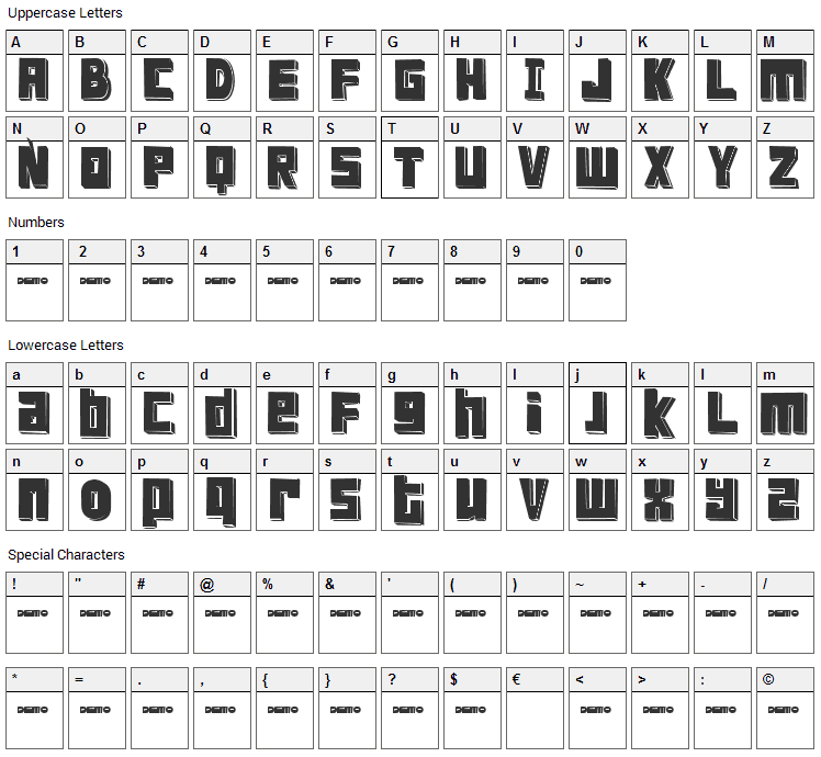 FT Scandinavian Titan Font Character Map