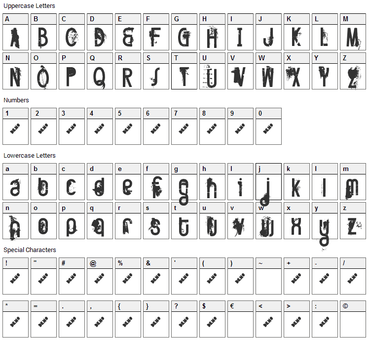 FT Twisted Ontogenesis Font Character Map