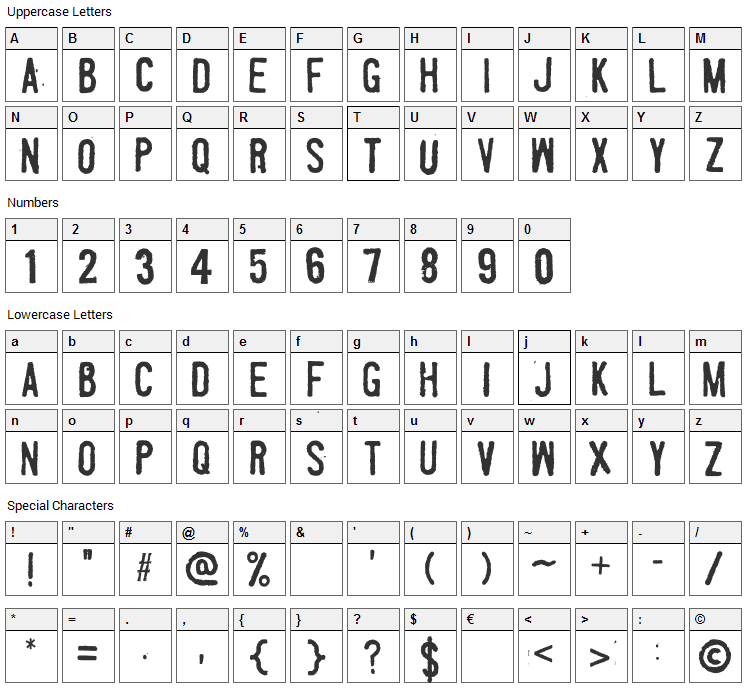 Fueled by Schlitz Font Character Map