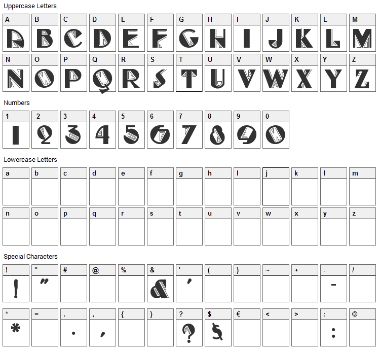 Full Tilt Boogie Font Character Map
