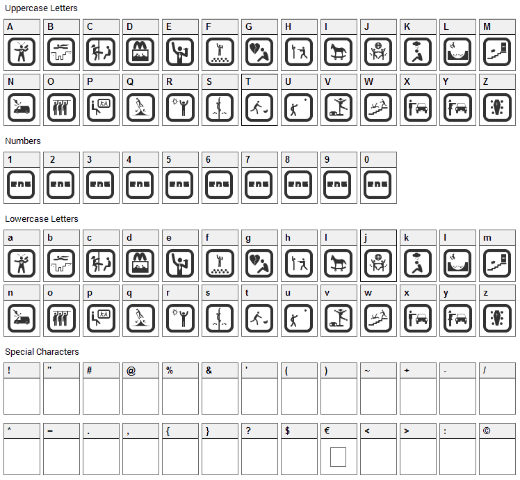 Funny Icon Font Character Map