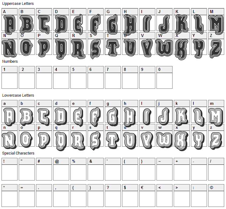 Furious Font Character Map