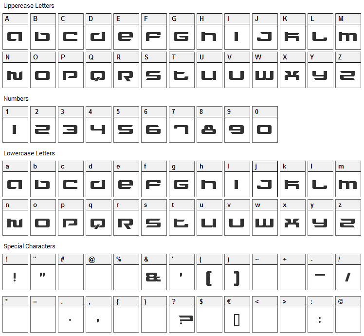 Fusion Font Character Map