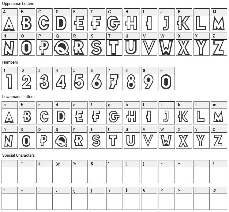 Futurama Font Character Map